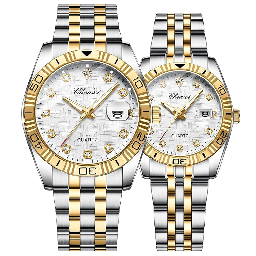 Luxury Couple Stainless Steel Watches – His & Hers Matching Set