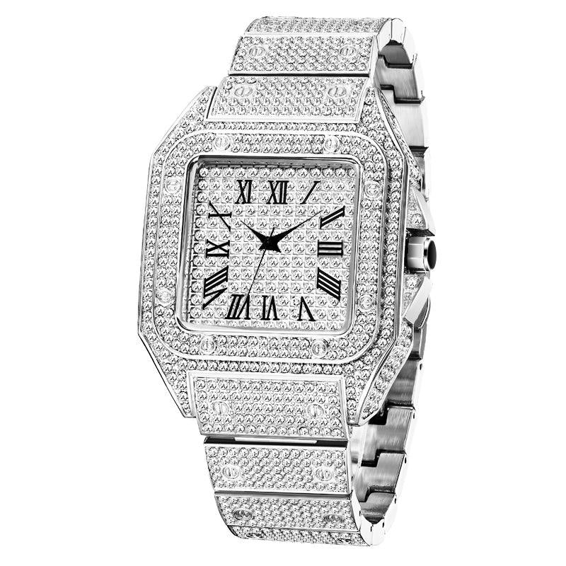 Royal Ice Diamond Watch for Men – Luxury Square Edition