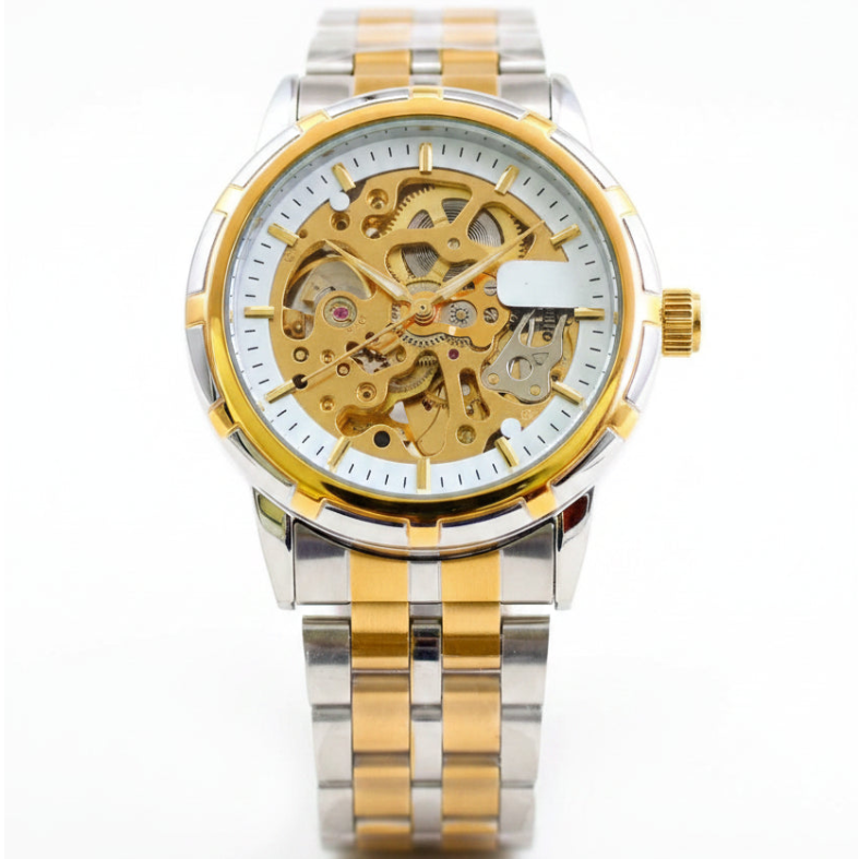 Automatic Skeleton Watch for Men – Two Tone Luxury Edition