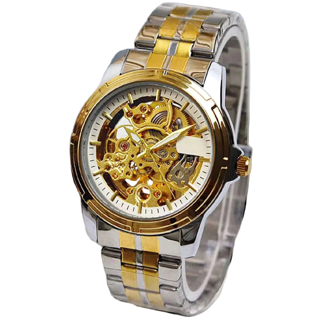 Automatic Skeleton Watch for Men – Two Tone Luxury Edition